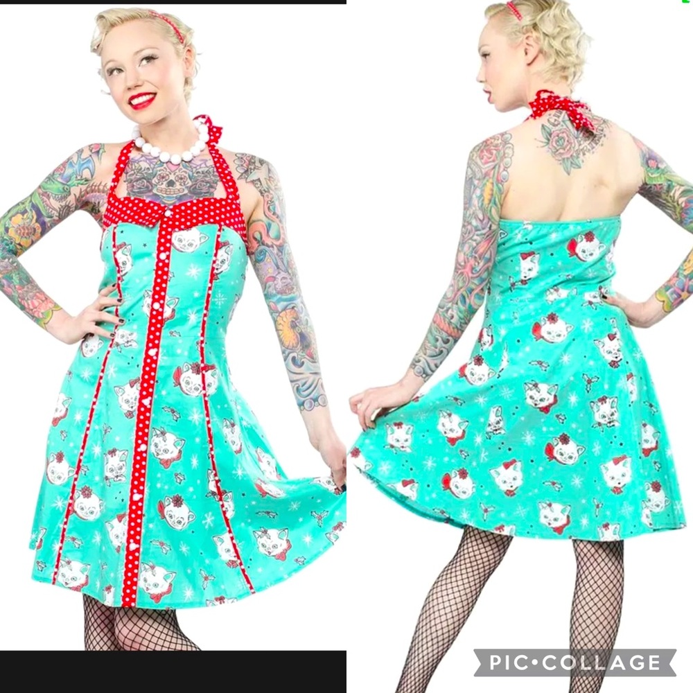 BRAND NEW CHRISTMAS KITTIES SOURPUSS DRESS size small